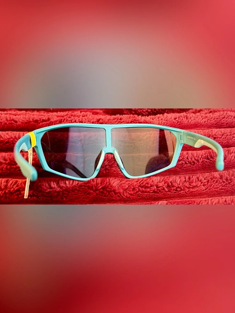 🕶️Easton Turquoise Frame Sunglasses with Blue-Purple Mirrored Shield Lens